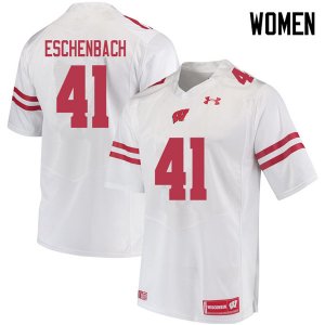 Women's Wisconsin Badgers NCAA #41 Jack Eschenbach White Authentic Under Armour Stitched College Football Jersey EY31M18FX